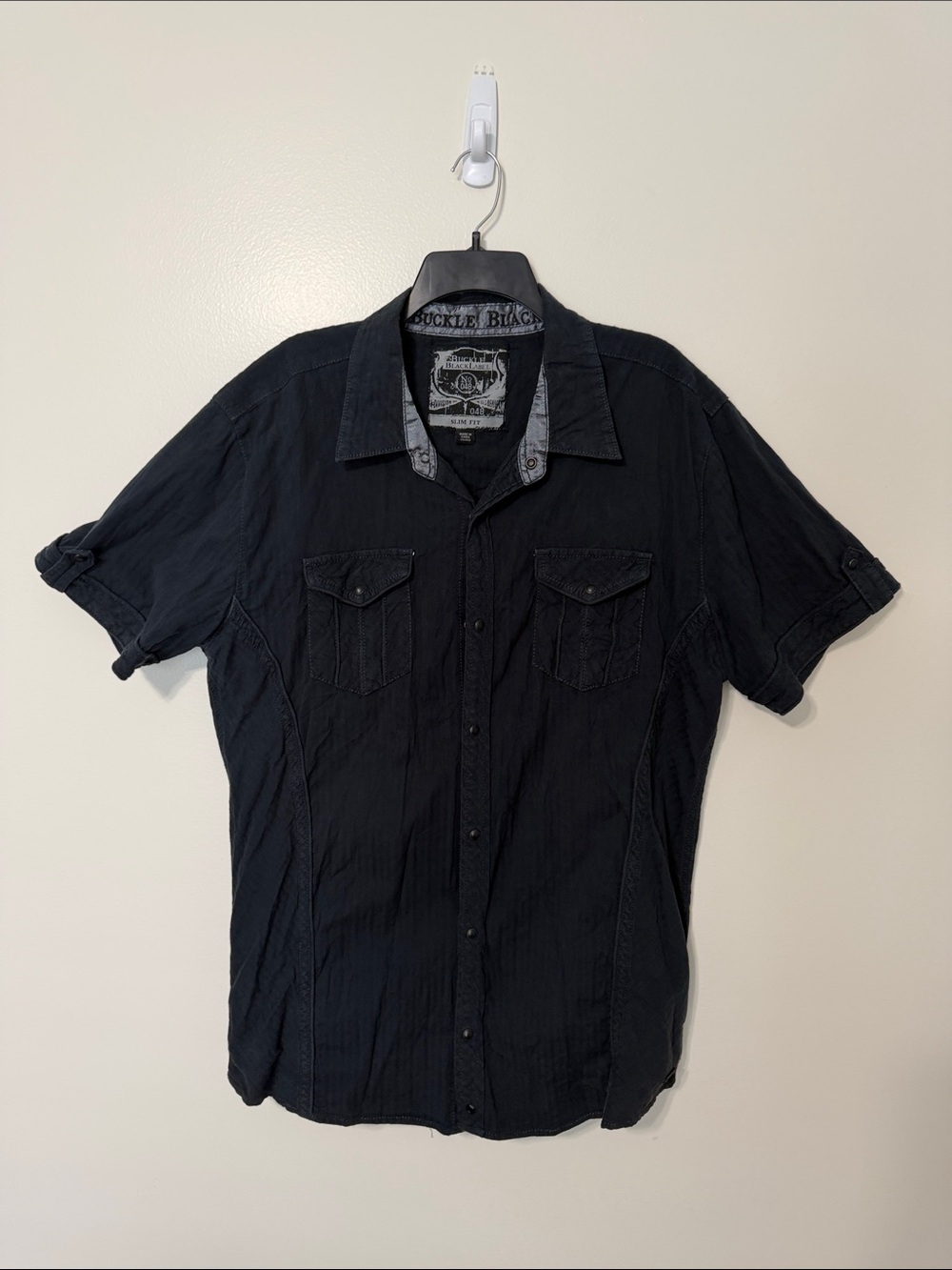 Buckle Men's Black Short-Sleeve Button-Down Shirt